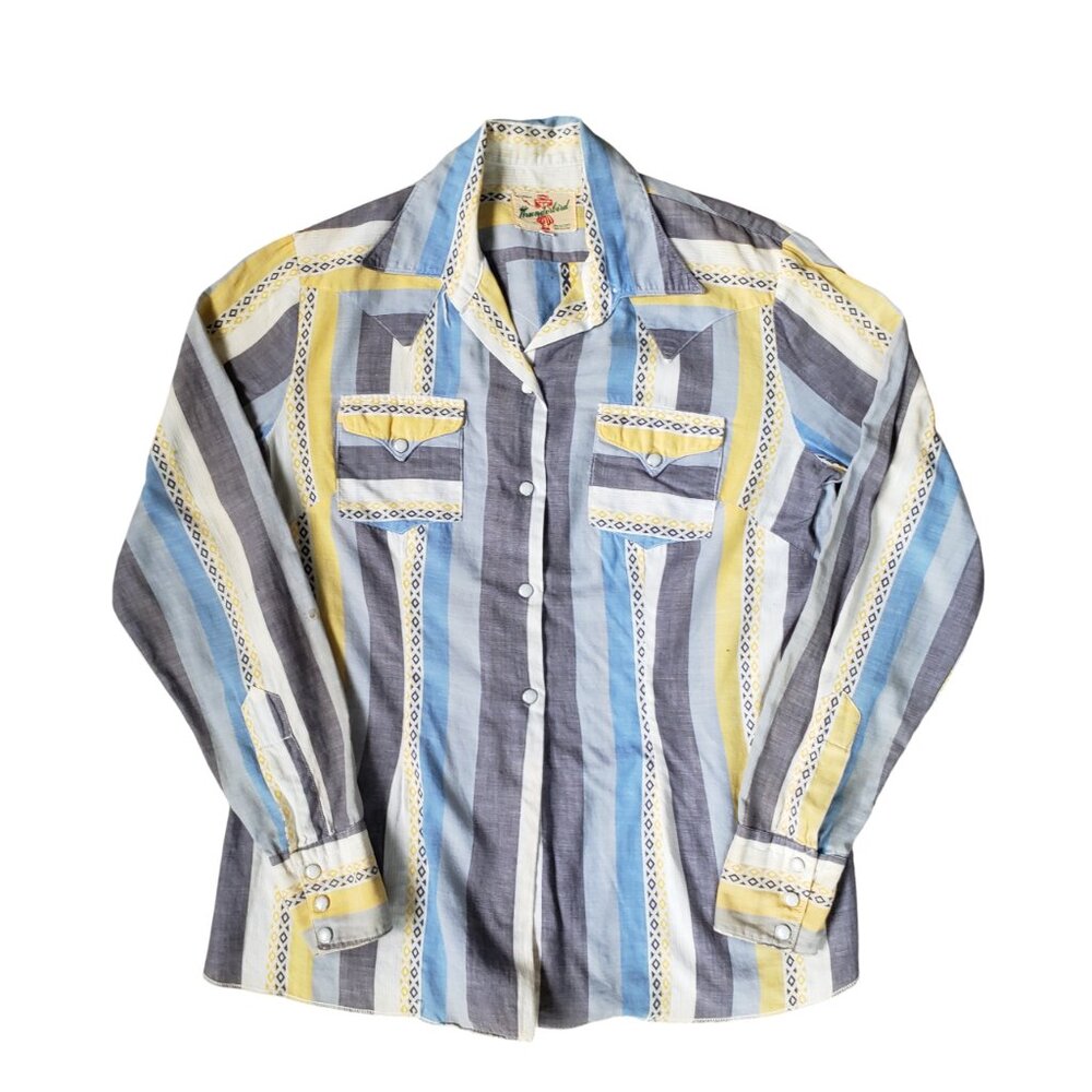 Vintage 50s Thunderbird Fashions Prescott Arizona Western Shirt Pearl Snap 16